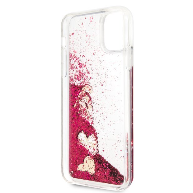 Husa Cover Guess Glitter Hearts pentru iPhone 11 Pro Max Raspberry