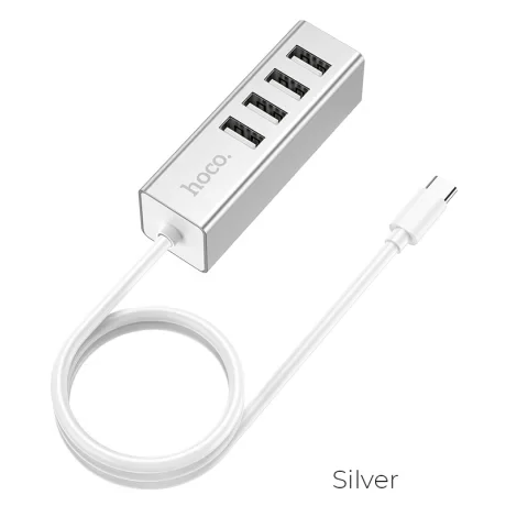 Hub Adaptor HB1 Type-C la 4 Usb, Hoco Argintiu