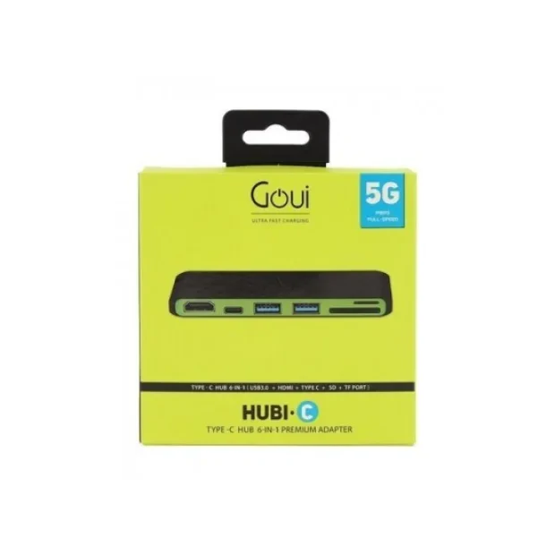 Hub Goui Hubi  USB Type C 6 Interfete Negru