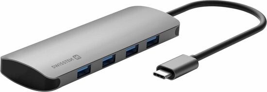 Hub Swissten 4in1 USB-C 4XUSB 3.0 Aluminiu Gri thumb