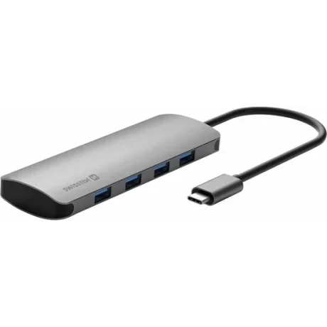 Hub Swissten 4in1 USB-C 4XUSB 3.0 Aluminiu Gri