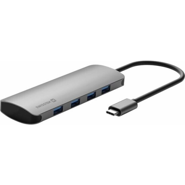 Hub Swissten 4in1 USB-C 4XUSB 3.0 Aluminiu Gri