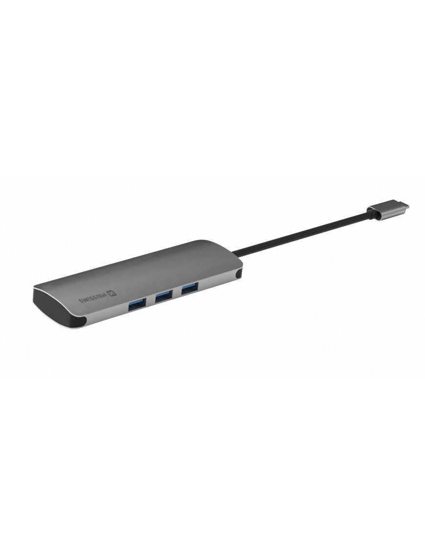 Hub Swissten 6in1 1XUSB-C PD 3XUSB 3.0 1XSD 1XMicro SD Aluminiu Gri thumb