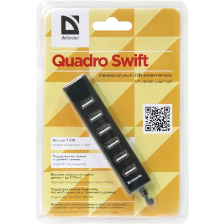 Hub Usb Defender Quadro Swift 7xUsb 0.5A Negru