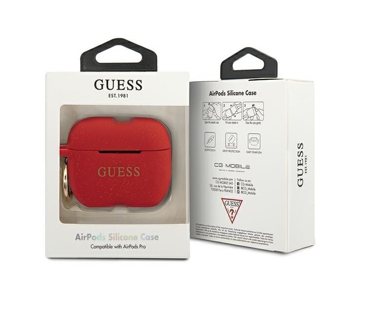 Husa Airpods Guess Silicone pentru Airpods Pro Red thumb