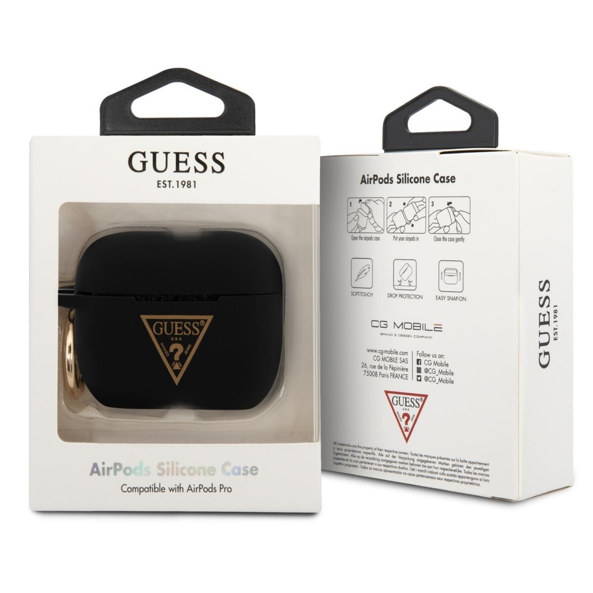 Husa Airpods Guess Silicone Triangle pentru Airpods Pro Black thumb