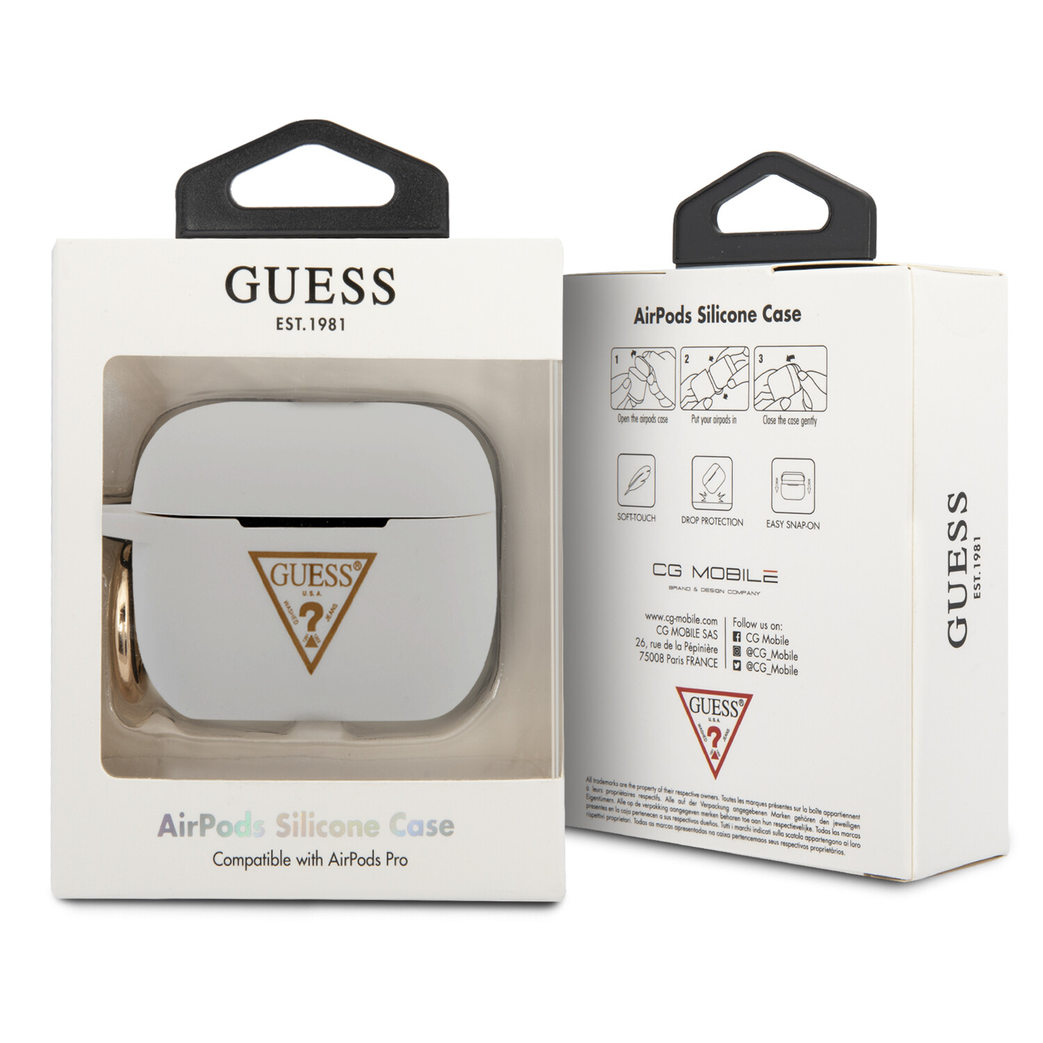 Husa Airpods Guess Silicone Triangle pentru Airpods Pro White thumb