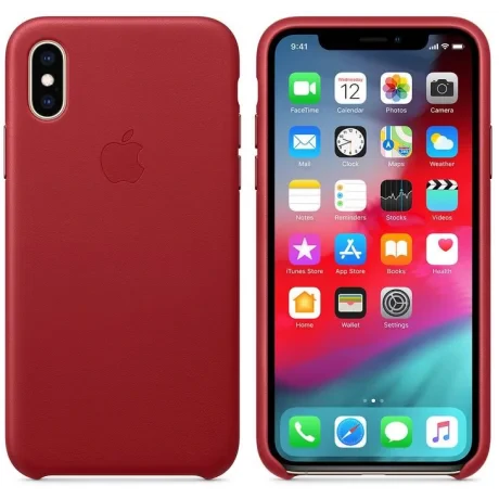 Husa Apple Leather Cover pentru iPhone X/XS Red