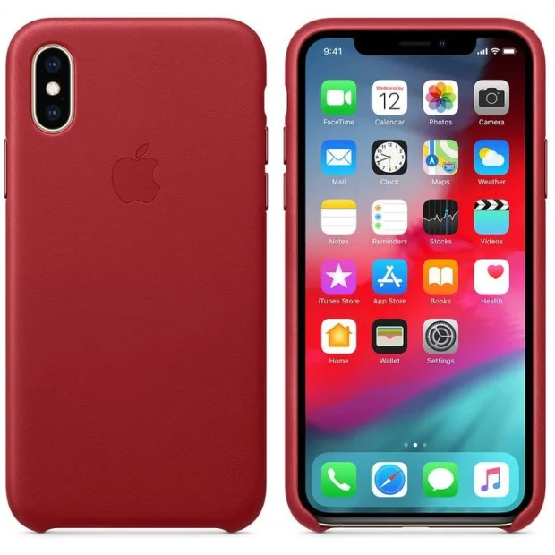 Husa Apple Leather Cover pentru iPhone X/XS Red
