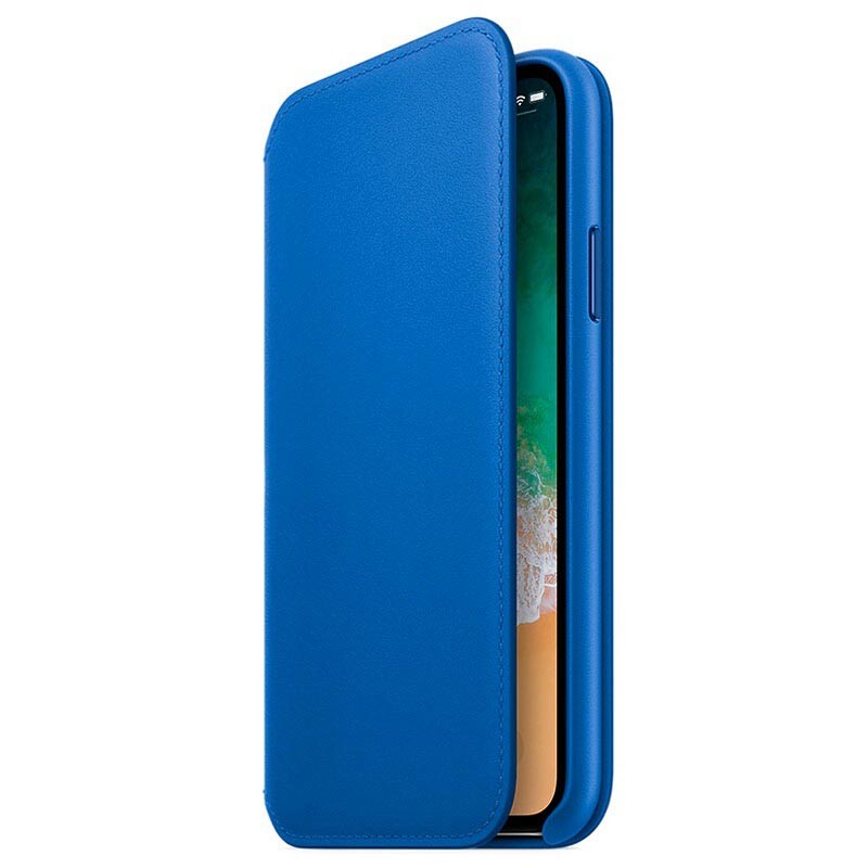 Husa Book Apple Folio Leather pentru iPhone X Blue thumb