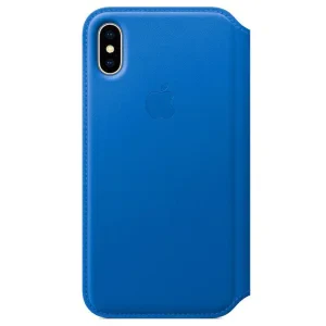 Husa Book Apple Folio Leather pentru iPhone X Blue