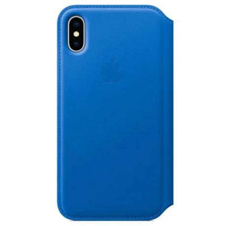 Husa Book Apple Folio Leather pentru iPhone X Blue