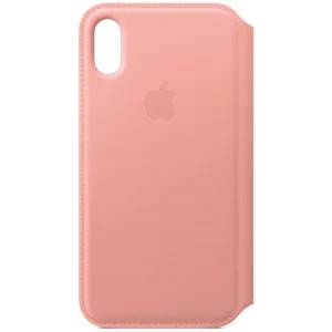 Husa Book Apple Folio Leather pentru iPhone X Pink