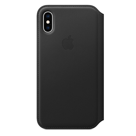 Husa Book Apple Leather Folio pentru iPhone XS Black thumb