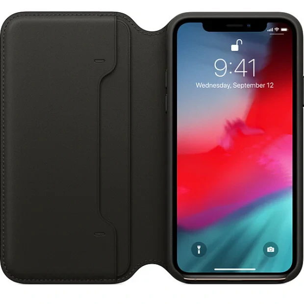 Husa Book Apple Leather Folio pentru iPhone XS Black