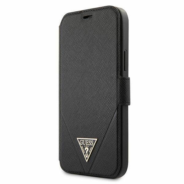 Husa Book Guess Saffiano V Stitch pentru iPhone 12 Mini Black thumb