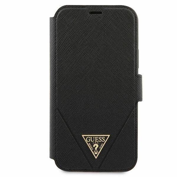 Husa Book Guess Saffiano V Stitch pentru iPhone 12 Mini Black thumb