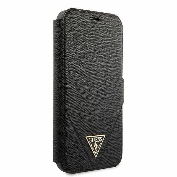 Husa Book Guess Saffiano V Stitch pentru iPhone 12 Mini Black thumb