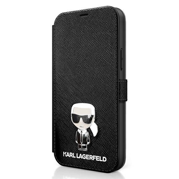 Husa Book Karl Lagerfeld Saffiano Iconic pentru iPhone 12 Mini Black thumb