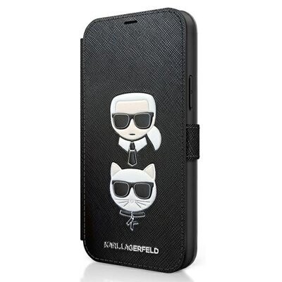 Husa Book Karl Lagerfeld Saffiano K&C Heads pentru iPhone 12 Pro Max Black thumb