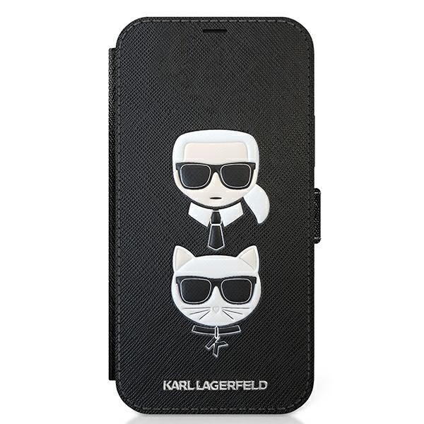 Husa Book Karl Lagerfeld Saffiano K&C Heads pentru iPhone 12/12 Pro Black thumb