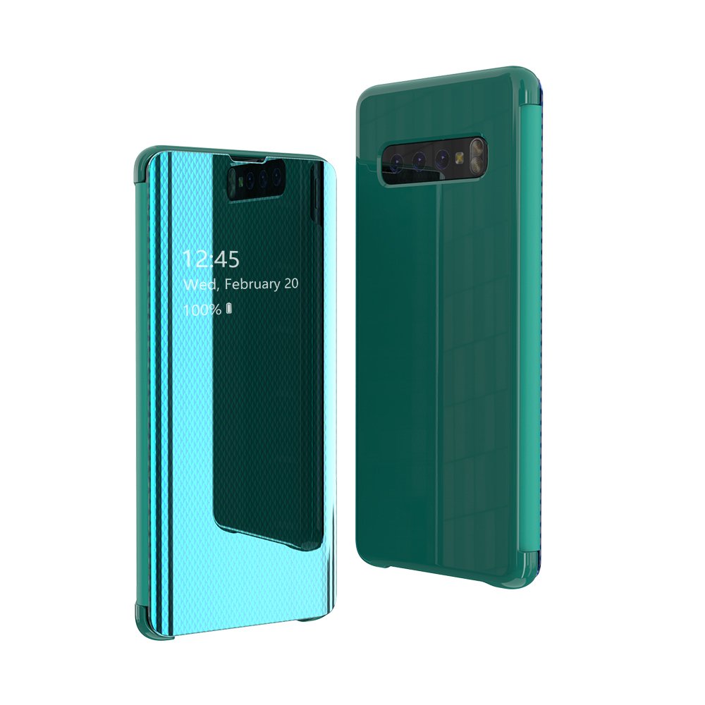 Husa Book Samsung Galaxy S10 Plus Green Flip View Cover thumb