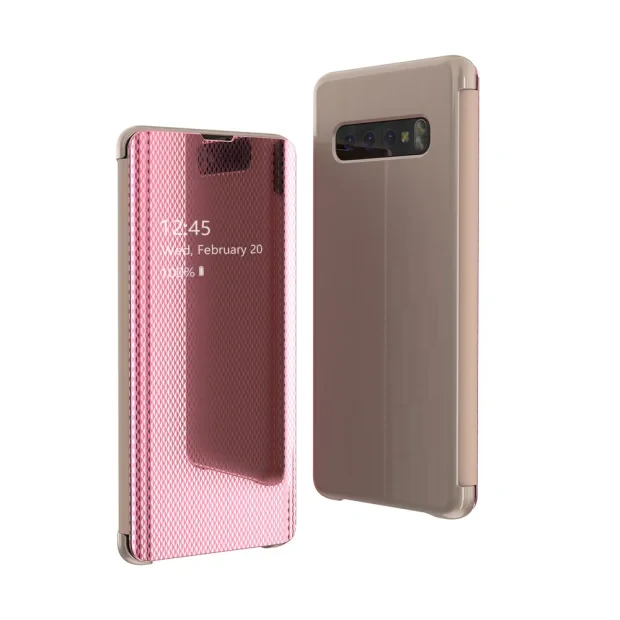 Husa Book Samsung Galaxy S10 Plus Pink Flip View Cover