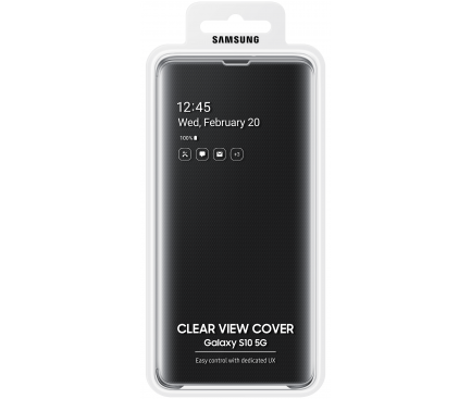 Husa Book Samsung pentru Galaxy S10 Clear View Cover Negru EF-ZG977CBEGWW thumb