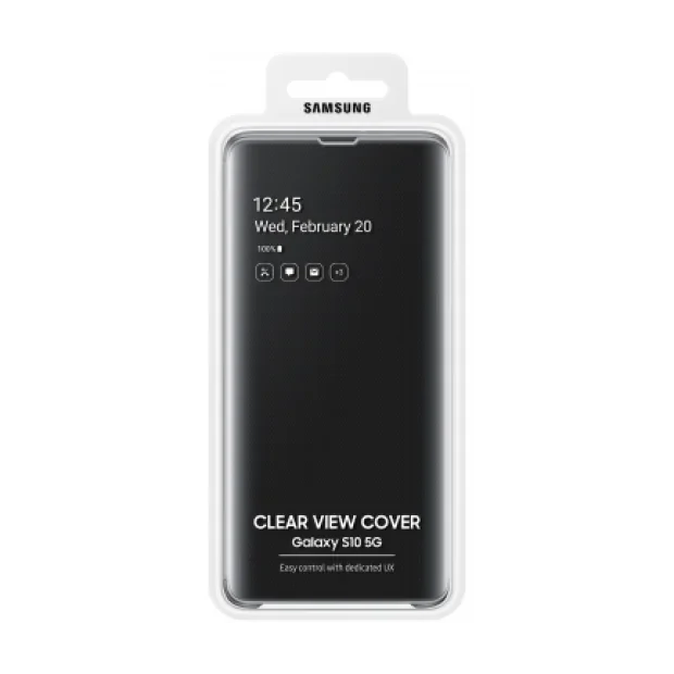 Husa Book Samsung pentru Galaxy S10 Clear View Cover Negru EF-ZG977CBEGWW