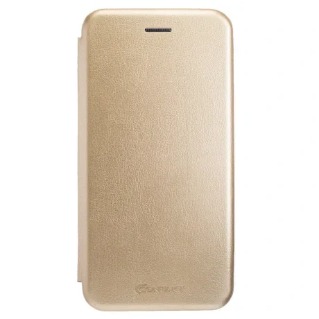 Husa book satinat Huawei Y7 Prime 2018, Contakt Auriu