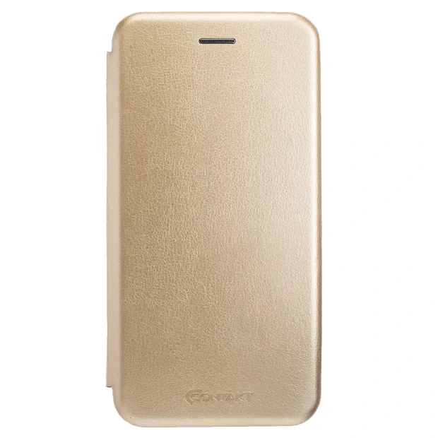Husa book satinat Huawei Y7 Prime 2018, Contakt Auriu