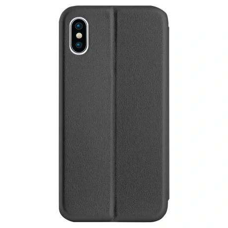 Husa book satinat iPhone X, Contakt Neagra