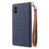 Husa Canvas iPhone X/Xs Stand Wallet Goospery Albastra