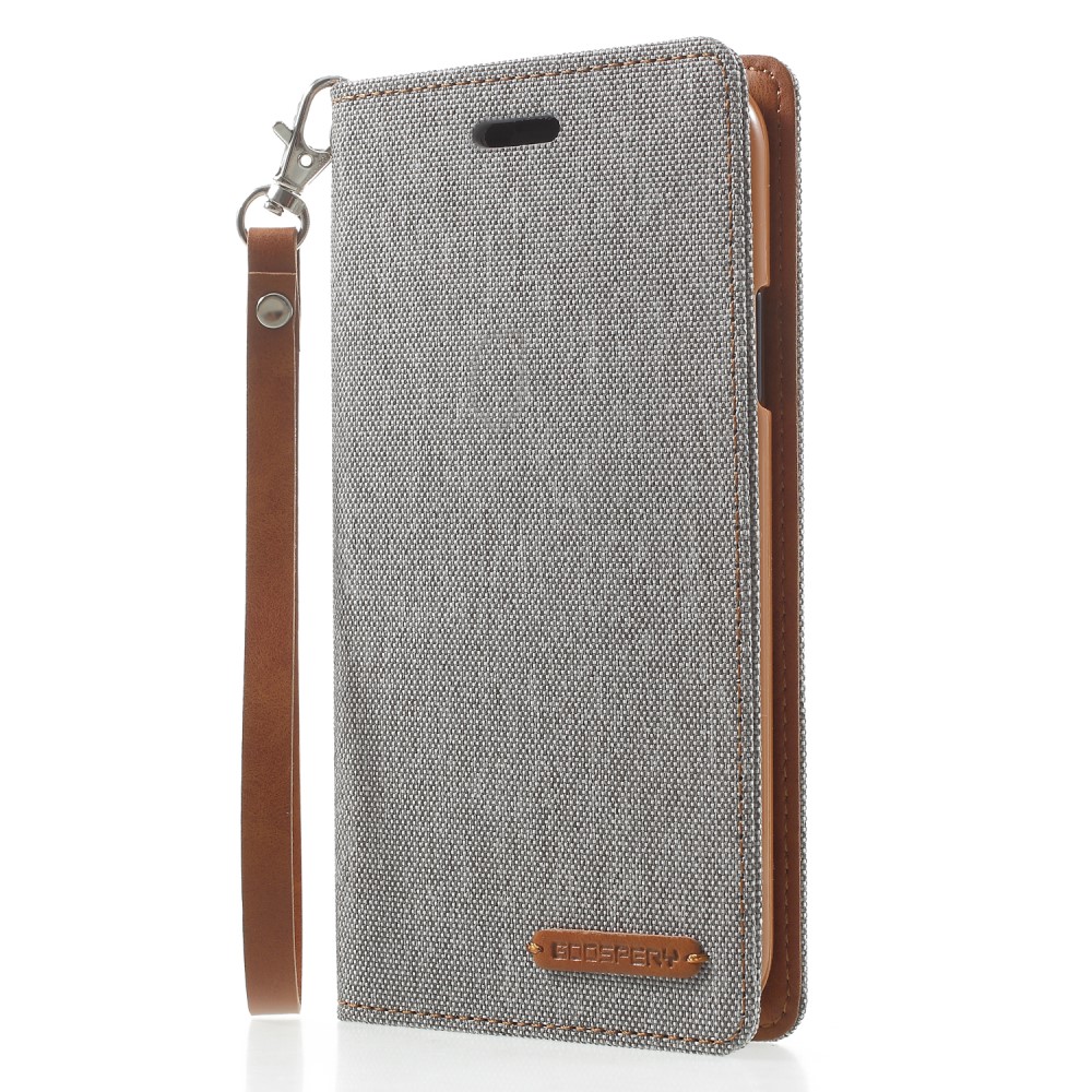 Husa Canvas iPhone X/Xs Stand Wallet Goospery Gri thumb