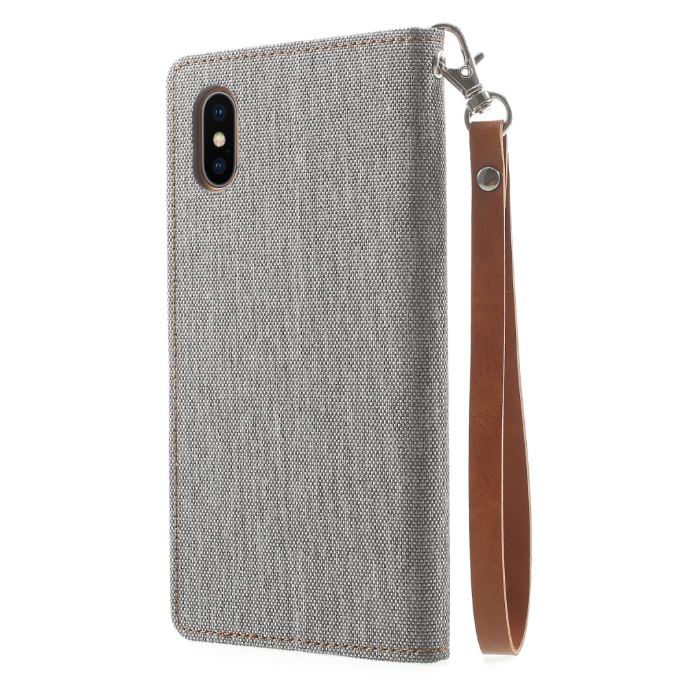 Husa Canvas iPhone X/Xs Stand Wallet Goospery Gri thumb