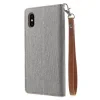 Husa Canvas iPhone X/Xs Stand Wallet Goospery Gri