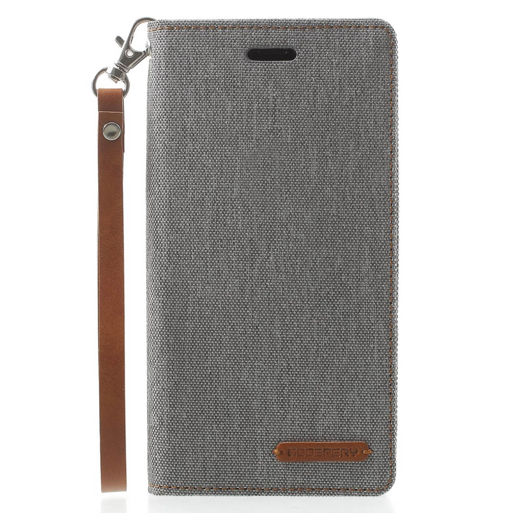 Husa Canvas iPhone X/Xs Stand Wallet Goospery Gri thumb