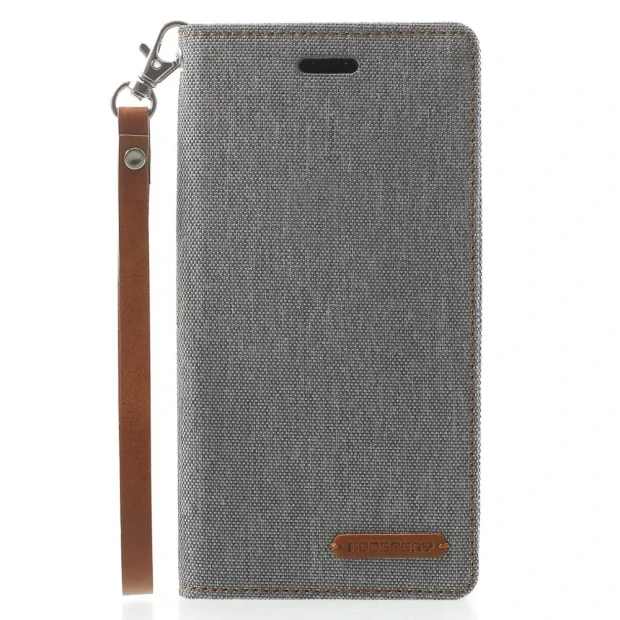 Husa Canvas iPhone X/Xs Stand Wallet Goospery Gri