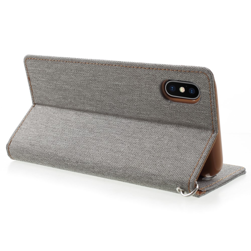 Husa Canvas iPhone X/Xs Stand Wallet Goospery Gri thumb