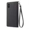 Husa Canvas iPhone X/Xs Stand Wallet Goospery Neagra