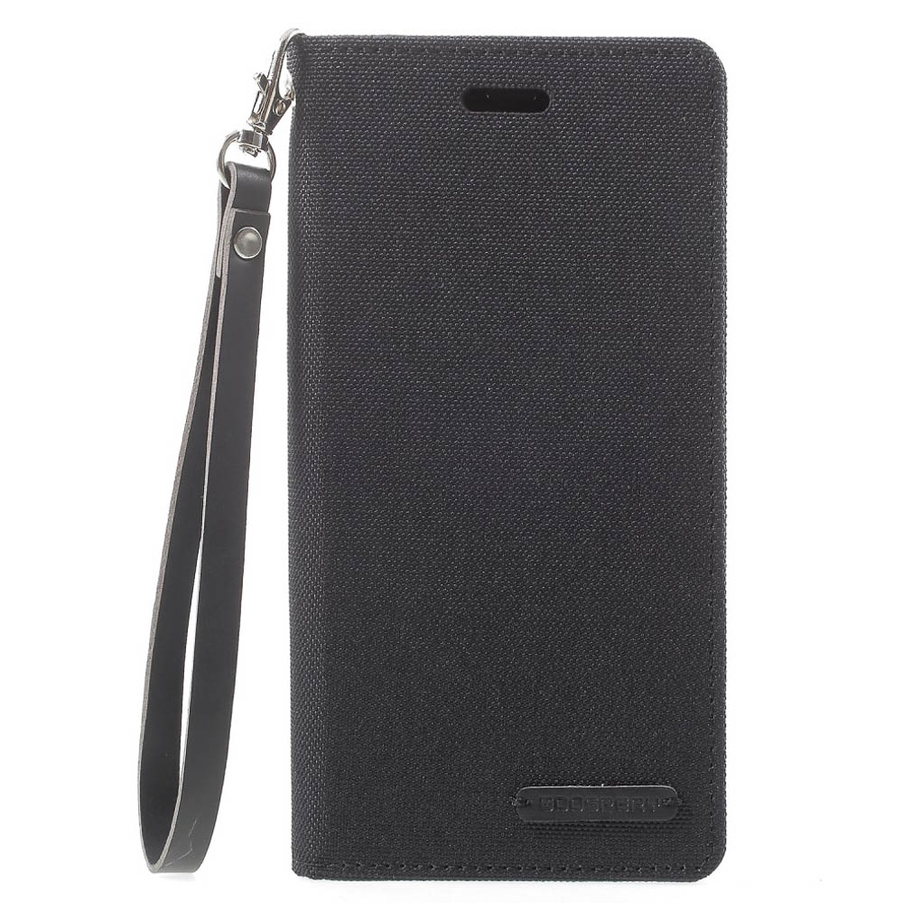 Husa Canvas iPhone X/Xs Stand Wallet Goospery Neagra thumb