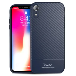 Husa Carbon Fiber iPhone XR, Ipaky Albastra