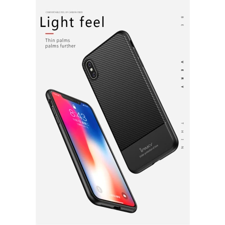 Husa Carbon Fiber iPhone XR, Ipaky Neagra