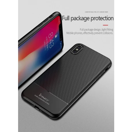 Husa Carbon Fiber iPhone XR, Ipaky Neagra