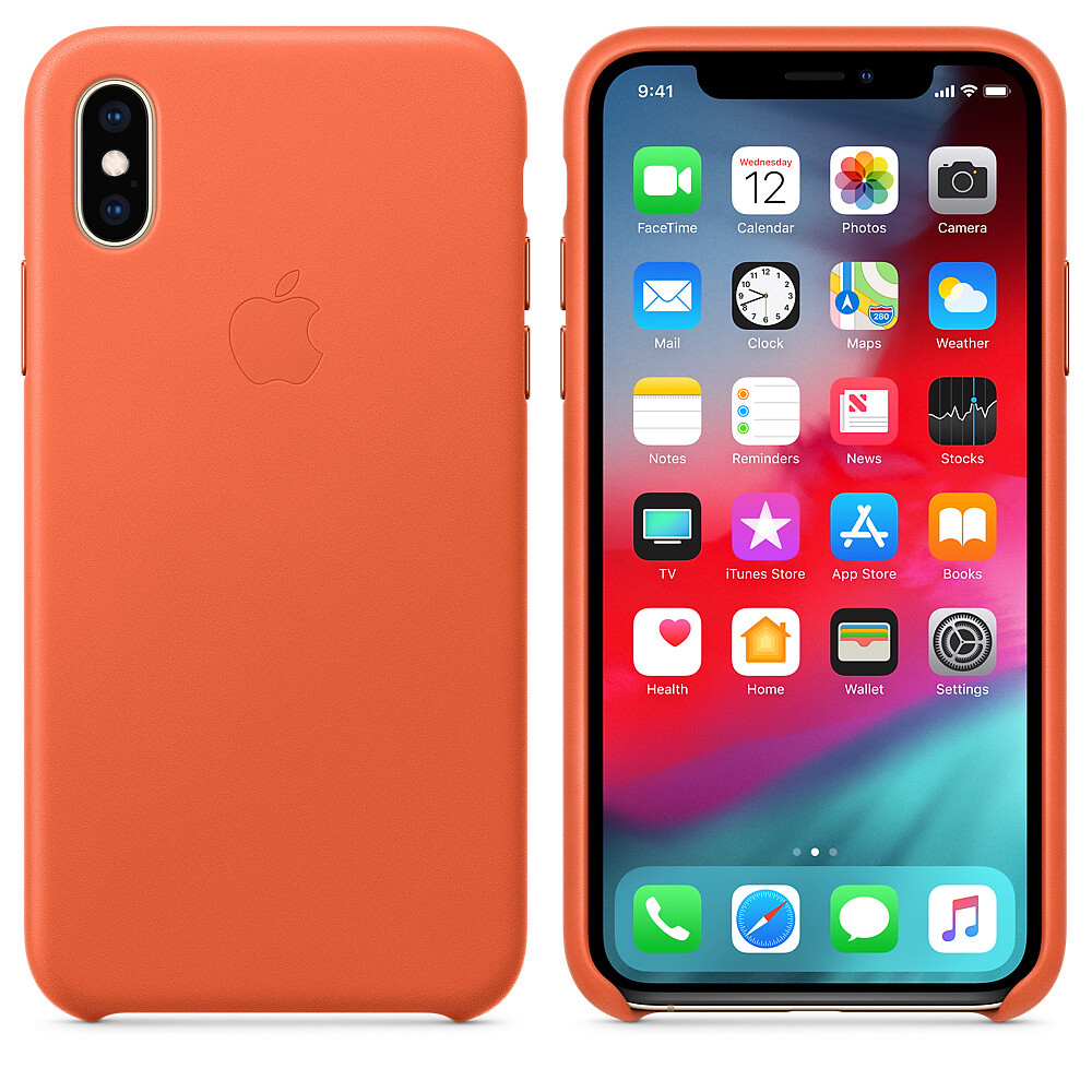 Husa Cover Apple Leather pentru iPhone X/XS Orange thumb