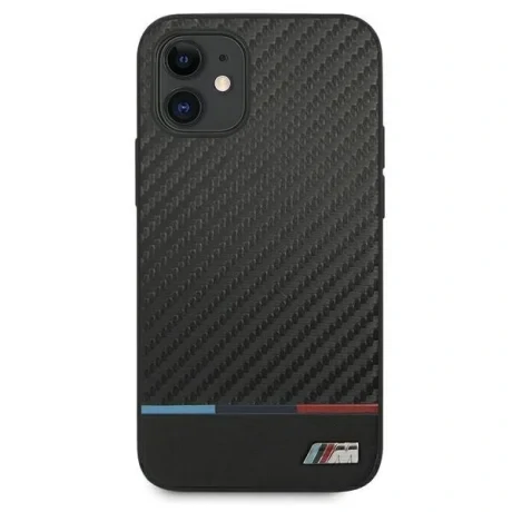 Husa Cover BMW Carbon Tricolor Line pentru iPhone 12 Mini Black