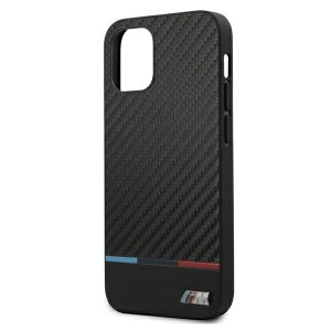 Husa Cover BMW Carbon Tricolor Line pentru iPhone 12 Mini Black