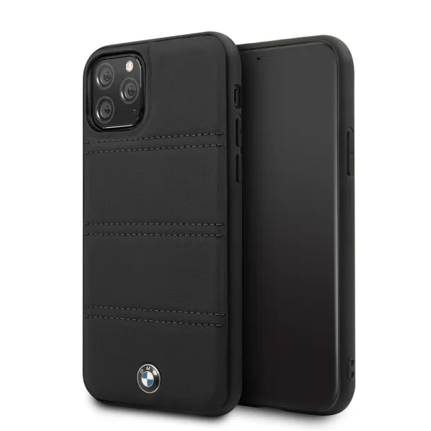 Husa Cover BMW Leather Signature Horizontal pentru iPhone 11 Pro BMHCN58PELBK Negru