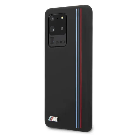 Husa Cover BMW Silicone Stripes M Collection pentru Samsung Galaxy S20 Ultra Neagra