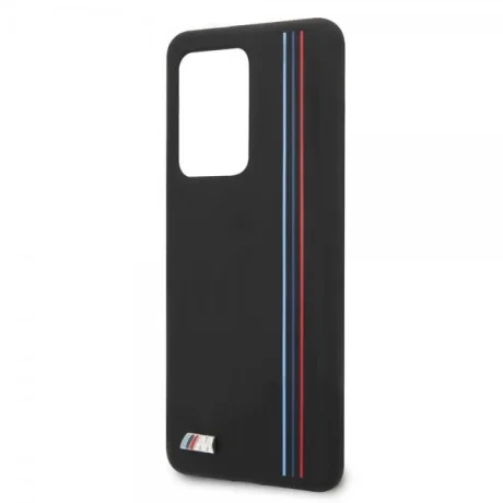 Husa Cover BMW Silicone Stripes M Collection pentru Samsung Galaxy S20 Ultra Neagra